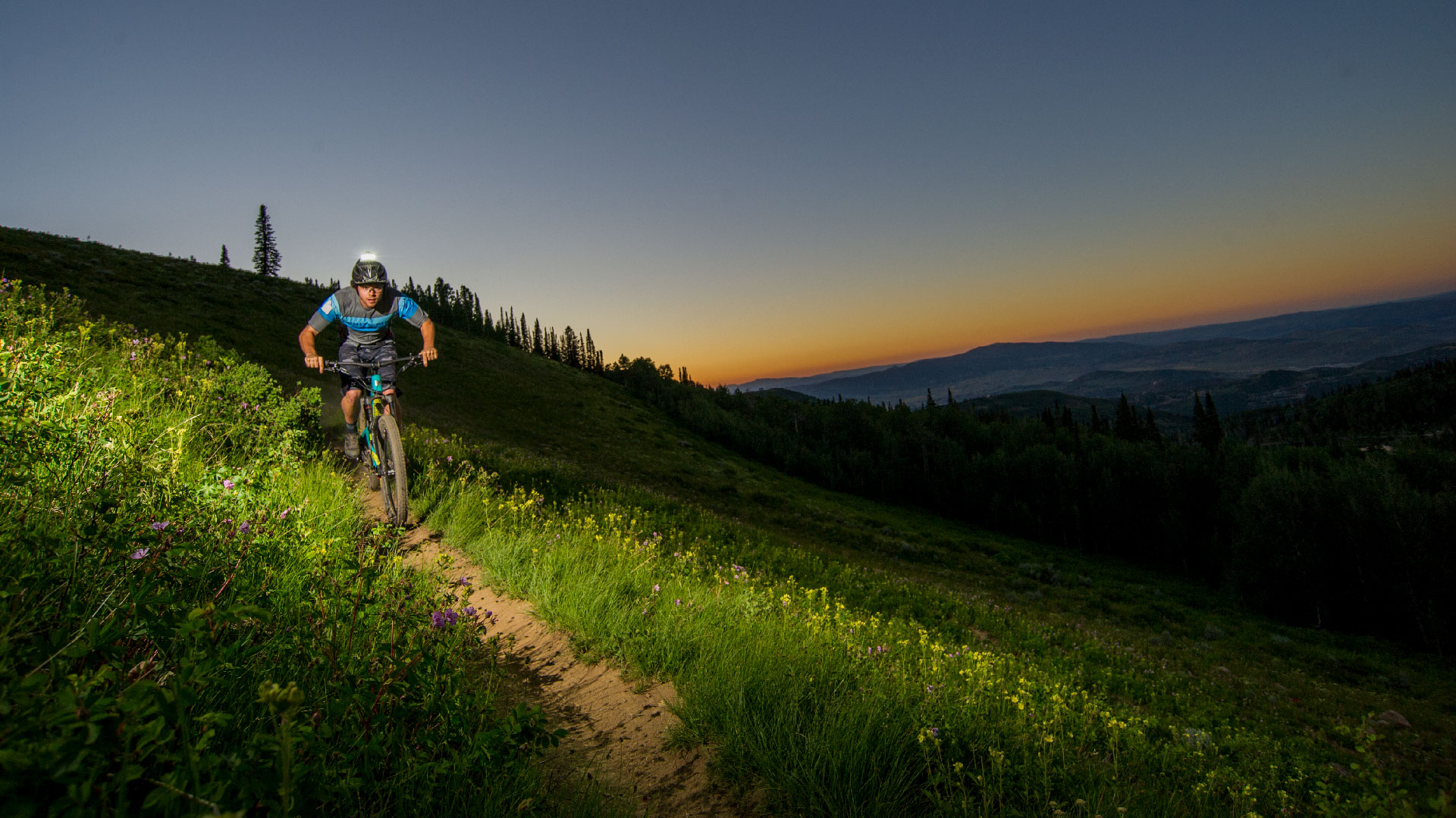 Guided Night Riding Mountain Bike Tour from White Pine Touring in Park City, UT.